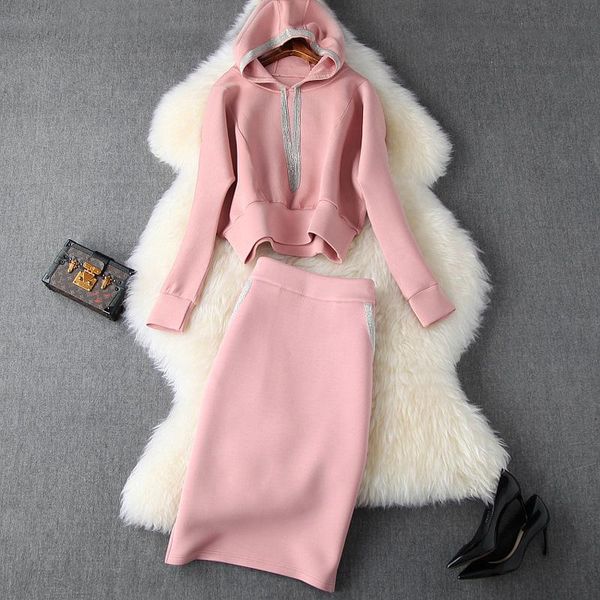 two piece dress high street stylish 2021 runway suit set women's chic beading tassel hoodie space cotton skirt, White
two piece dress high street stylish 2021 runway suit set women's chic beading tassel hoodie space cotton skirt, White