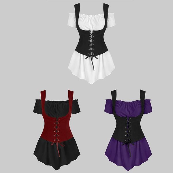 two piece dress lace up female sets 2021 summer women fashion short sleeve slash neck solid color t shirt + vest, White
two piece dress lace up female sets 2021 summer women fashion short sleeve slash neck solid color t shirt + vest, White