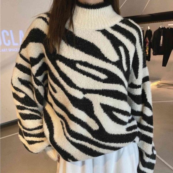 women's sweaters moda grosso outono inverno malha feminina o pescoço falso cabelo marten zebra-listrado solto blusas pulôver jérsei jum, White;black
women's sweaters moda grosso outono inverno malha feminina o pescoço falso cabelo marten zebra-listrado solto blusas pulôver jérsei jum, White;black