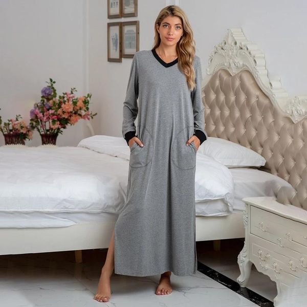 Mixed Women Sleepwear Cotton Loose Long Sleeve Nightdress V Neck Split Female Nightgown Spring Casual Soft Ladies Maxi Home Dress, Black;red
Mixed Women Sleepwear Cotton Loose Long Sleeve Nightdress V Neck Split Female Nightgown Spring Casual Soft Ladies Maxi Home Dress, Black;red
