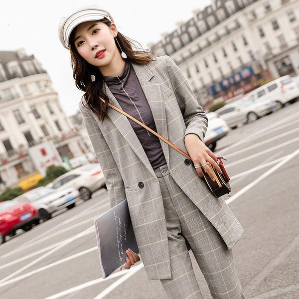 women's two piece pants izicfly autumn winter gray plaid career fashion pant suits ladies office business blazer set with trouser unifo, White
women's two piece pants izicfly autumn winter gray plaid career fashion pant suits ladies office business blazer set with trouser unifo, White