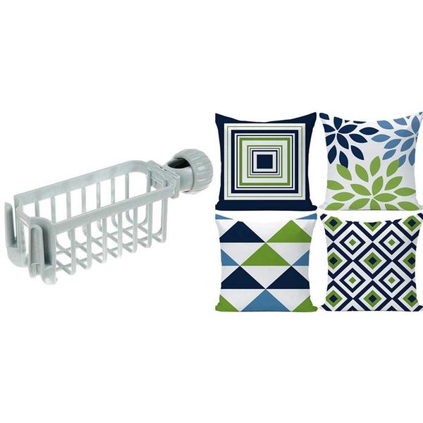 1x kitchen sink faucet sponge soap cloth drain rack & 4pcs navy pear green geometric peach skin velvet pillow case storage organization
1x kitchen sink faucet sponge soap cloth drain rack & 4pcs navy pear green geometric peach skin velvet pillow case storage organization