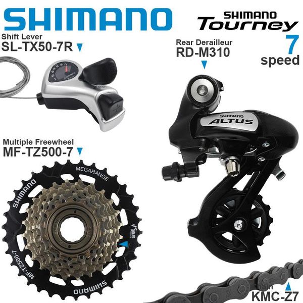 bike derailleurs tourney 3x6 3x7 speed groupset include tx50 shifters m310 rear derailleur mf-tz500 cassette sprocket kmc z7 chain
bike derailleurs tourney 3x6 3x7 speed groupset include tx50 shifters m310 rear derailleur mf-tz500 cassette sprocket kmc z7 chain
