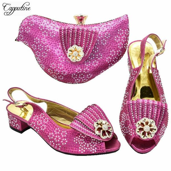 dress shoes pretty fuchsia medium heel sandals and purse bag latest with handbag set rhinestones 111-2 height 4.5cm, Black
dress shoes pretty fuchsia medium heel sandals and purse bag latest with handbag set rhinestones 111-2 height 4.5cm, Black