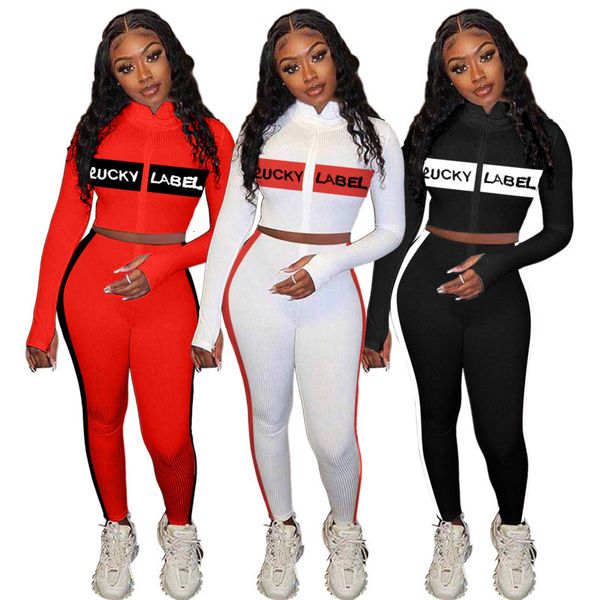women's two piece pants women outfits designer tracksuits night club high collar embroidery letters printed color matching zipper, White
women's two piece pants women outfits designer tracksuits night club high collar embroidery letters printed color matching zipper, White