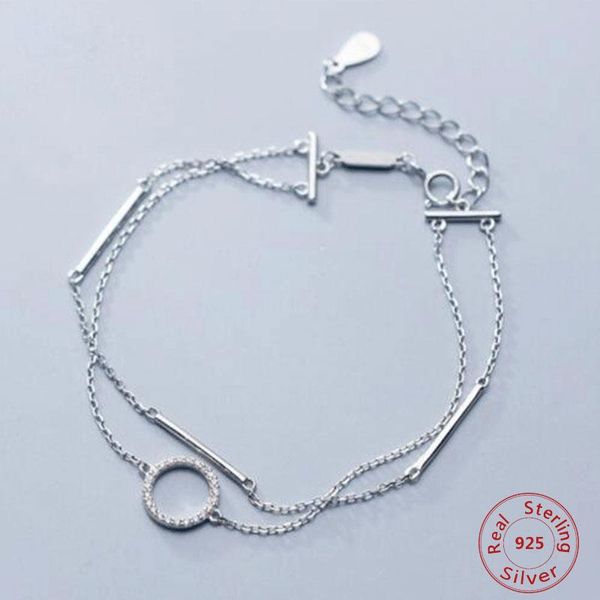 link, chain s925 sterling silver female fashion temperament zircon circle bracelet geometric sticks simple double-layer jewelry, Black
link, chain s925 sterling silver female fashion temperament zircon circle bracelet geometric sticks simple double-layer jewelry, Black