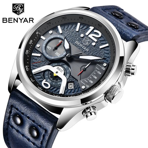 benyar 5171 mens military watches waterproof sport watch for men multifunction chronograph black quartz wristwatches calendar with leather s, Slivery;brown
benyar 5171 mens military watches waterproof sport watch for men multifunction chronograph black quartz wristwatches calendar with leather s, Slivery;brown