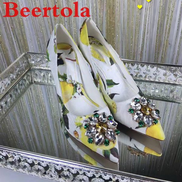 dress shoes cotton fabric women's pumps lemon daisy print pointed toe crystal flowers lady high heels slip on party wedding women, Black
dress shoes cotton fabric women's pumps lemon daisy print pointed toe crystal flowers lady high heels slip on party wedding women, Black