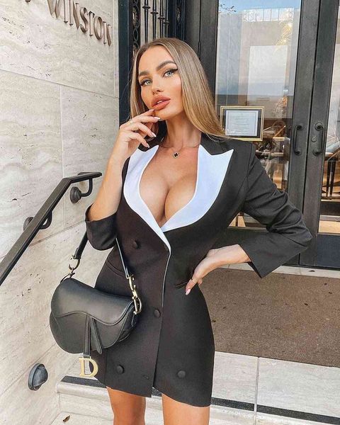 women's suits & blazers autumn women blazer dress deep v lapel long sleeve double breasted bodycon celebrity club party vesti, White;black
women's suits & blazers autumn women blazer dress deep v lapel long sleeve double breasted bodycon celebrity club party vesti, White;black