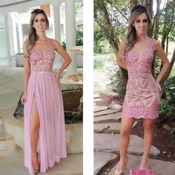 crystal appliqued lace sheath prom dresses detachable skirt sheer illusion evening gowns simple special occasion dress, Black
crystal appliqued lace sheath prom dresses detachable skirt sheer illusion evening gowns simple special occasion dress, Black