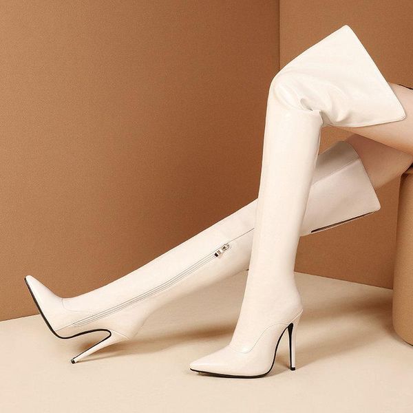 boots genuine leather women over the knee super thin heel ladies long fashion pointed toe zipper shoes, Black
boots genuine leather women over the knee super thin heel ladies long fashion pointed toe zipper shoes, Black