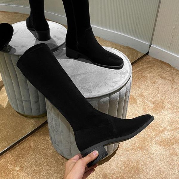 rizabina knee high thick heel zipper shoes square toe winter warm boots women fashion party footwear size 33-40 a69j, Black 
rizabina knee high thick heel zipper shoes square toe winter warm boots women fashion party footwear size 33-40 a69j, Black