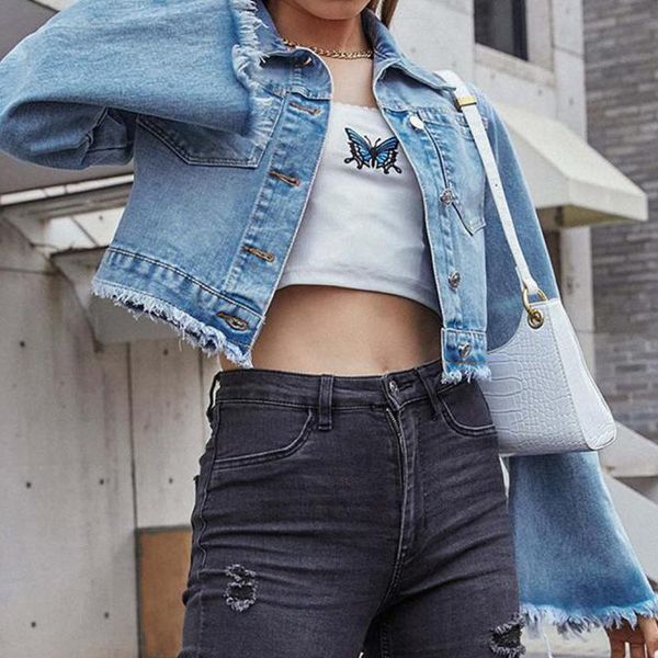 women's jackets womens denim jacket 2021 flared sleeves pocket cropped short fashion trend ladies loose shirt buttons -40, Black;brown
women's jackets womens denim jacket 2021 flared sleeves pocket cropped short fashion trend ladies loose shirt buttons -40, Black;brown