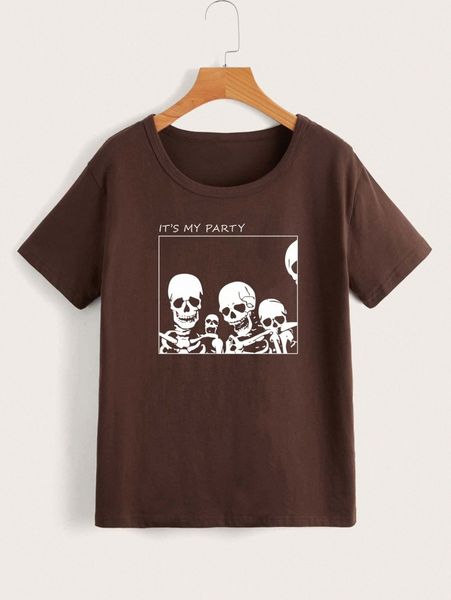 skeleton & slogan graphic tee h2zm#, White