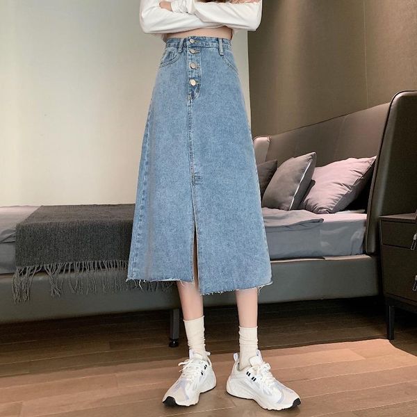 skirts denim skirt women's 2021 spring korean ins side split mid long high waist slim student a-line, Black
skirts denim skirt women's 2021 spring korean ins side split mid long high waist slim student a-line, Black