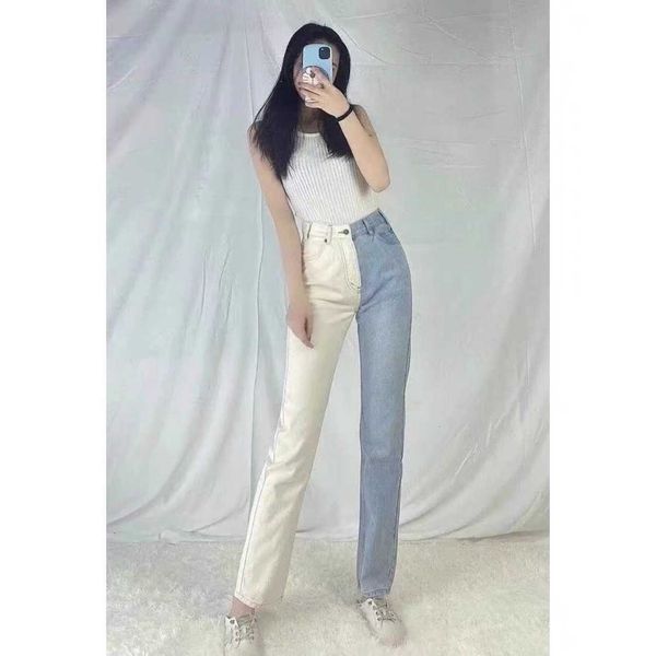 lin's c 2021 spring and summer splicing color yin yang pants high waist jeans fashion trend nanyou stall, Blue
lin's c 2021 spring and summer splicing color yin yang pants high waist jeans fashion trend nanyou stall, Blue