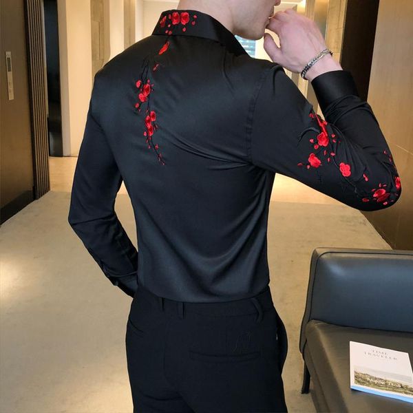 men's casual shirts embroidery floral shirt long sleeve business formal dress streetwear social party bar male clothing camisa, White;black
men's casual shirts embroidery floral shirt long sleeve business formal dress streetwear social party bar male clothing camisa, White;black
