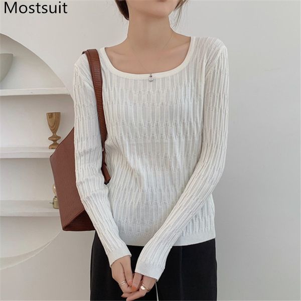 solid fashion knitted women sweater full sleeve square collar slim basic pullover korean female jumpers femme 210514, White;black
solid fashion knitted women sweater full sleeve square collar slim basic pullover korean female jumpers femme 210514, White;black