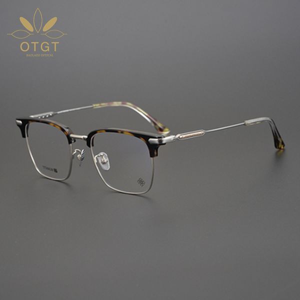 design hard style box japanese handmade xinchao versatile half business glasses frame, White;black
design hard style box japanese handmade xinchao versatile half business glasses frame, White;black