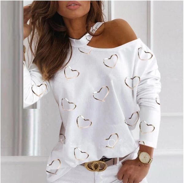 women casual heart print tee shirt elegant off shoulder o neck long sleeve fashion lady halter t streetwear 3xl women's t-shirt, White
women casual heart print tee shirt elegant off shoulder o neck long sleeve fashion lady halter t streetwear 3xl women's t-shirt, White