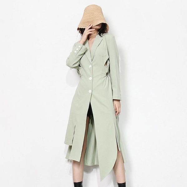 women's vests fashion mint green suit 2021 autumn and winter casual single breasted irregular hem waist long fresh jacket, Black;white
women's vests fashion mint green suit 2021 autumn and winter casual single breasted irregular hem waist long fresh jacket, Black;white