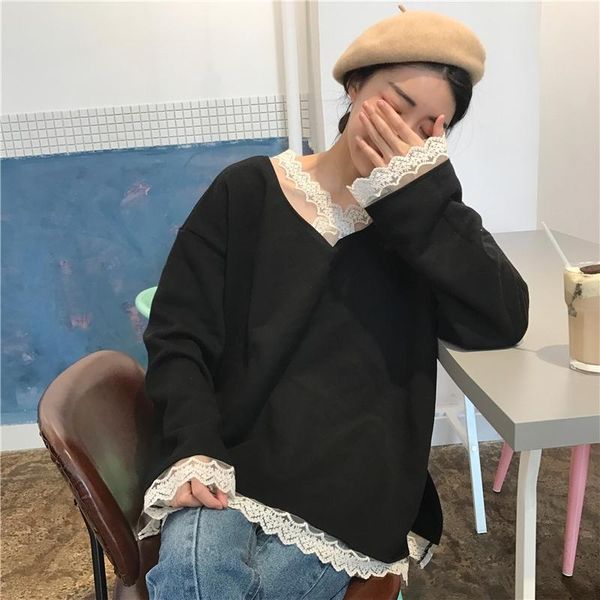 women's sweaters japanese kawaii ulzzang vintage loose v-neck lace slitted sweater female korean harajuku clothing for women, White;black
women's sweaters japanese kawaii ulzzang vintage loose v-neck lace slitted sweater female korean harajuku clothing for women, White;black