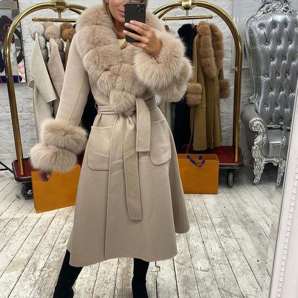 women's fur & faux floy fashion winter patchwork collar wool coats women elegant tie belt slim jackets pockets long ladies, Black
women's fur & faux floy fashion winter patchwork collar wool coats women elegant tie belt slim jackets pockets long ladies, Black