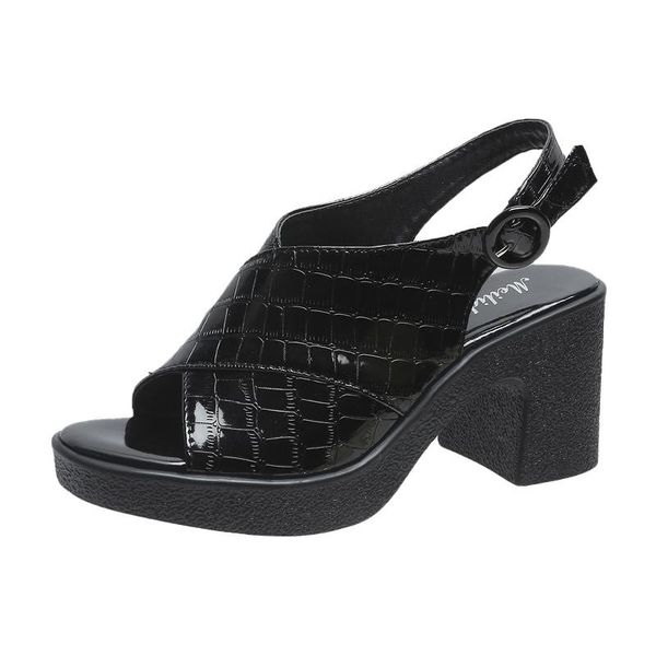 dress shoes summer woman thick high heels 7cm slingback patent leather sandals platform peep toe sandalis calzado luxury buckle cozy, Black
dress shoes summer woman thick high heels 7cm slingback patent leather sandals platform peep toe sandalis calzado luxury buckle cozy, Black