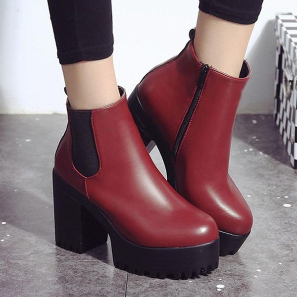 boots leather platform ankle women winter high heel shoes waterproof spring autumn, Black
boots leather platform ankle women winter high heel shoes waterproof spring autumn, Black
