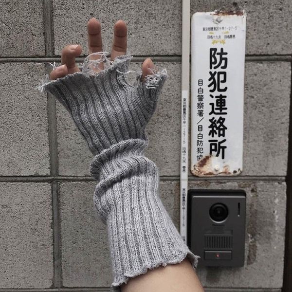 five fingers gloves one pair broken slit personality gothic punk fingerless for women knit winter warm mittens long 33cm elbow, Blue;gray
five fingers gloves one pair broken slit personality gothic punk fingerless for women knit winter warm mittens long 33cm elbow, Blue;gray