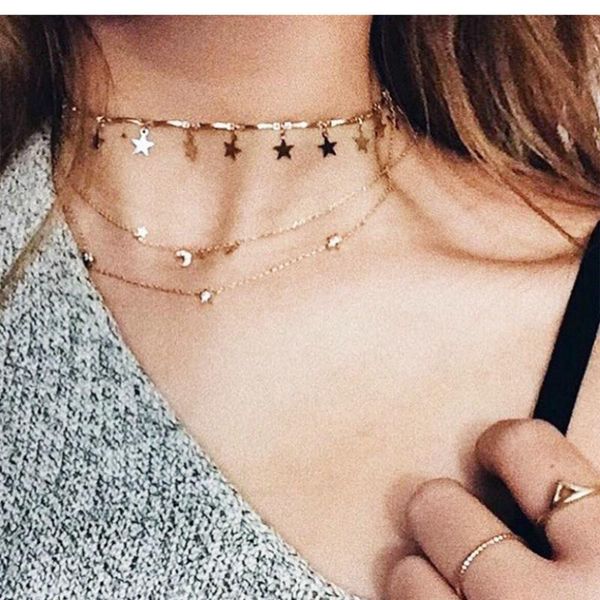 full gold color chain star pendant necklace for women bijou simple boho fashion choker neck jewlery chokers, Golden;silver
full gold color chain star pendant necklace for women bijou simple boho fashion choker neck jewlery chokers, Golden;silver