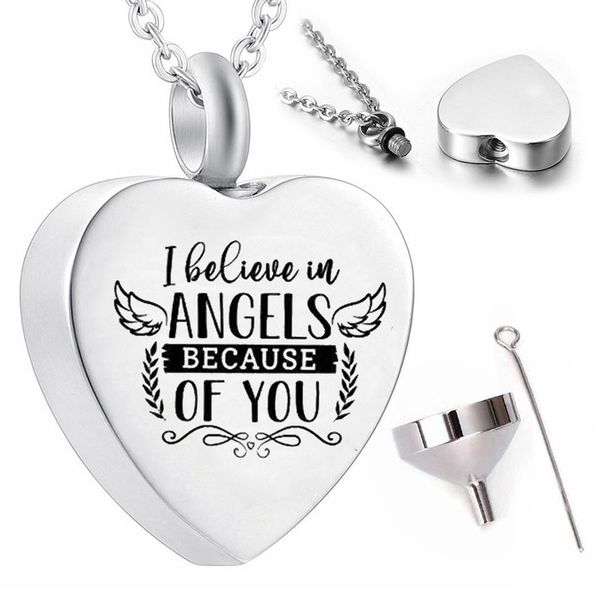 angel wings cremation pendant necklace ashes urn souvenir jewelry i believe in angels, Silver
angel wings cremation pendant necklace ashes urn souvenir jewelry i believe in angels, Silver