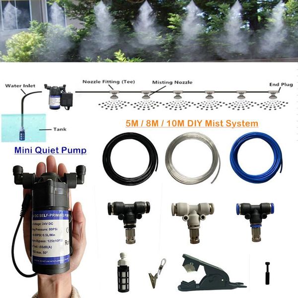 quiet dc 24v water pump sprayer patio diy mist cooling system 5m/8m/10m & 6mm slip lock fog nozzles garden watering kit equipments
quiet dc 24v water pump sprayer patio diy mist cooling system 5m/8m/10m & 6mm slip lock fog nozzles garden watering kit equipments