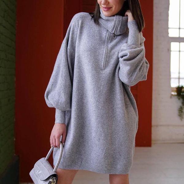 casual dresses 2021 winter women pullover dress sweater warm long sleeve knitted autumn turtleneck zipper loose and comfortable, Black;gray
casual dresses 2021 winter women pullover dress sweater warm long sleeve knitted autumn turtleneck zipper loose and comfortable, Black;gray