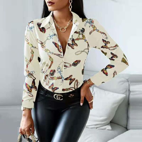 women's t-shirt 2021 spring and autumn printing hit color long-sleeved temperament slim-fit blouse stitching lapel button office casual, White
women's t-shirt 2021 spring and autumn printing hit color long-sleeved temperament slim-fit blouse stitching lapel button office casual, White