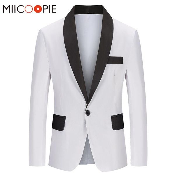 men's suits & blazers plus size blazer men dress contrast color one button formal wedding prom male suit jackets fashion casual mens br, White;black
men's suits & blazers plus size blazer men dress contrast color one button formal wedding prom male suit jackets fashion casual mens br, White;black