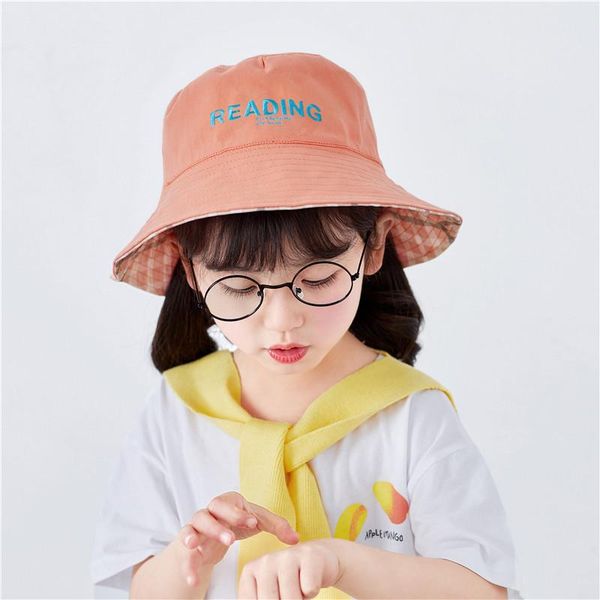 double faced fisherman's hat spring embroidery letter basin 3-12 years old girls' casual simple sun shading caps & hats, Yellow
double faced fisherman's hat spring embroidery letter basin 3-12 years old girls' casual simple sun shading caps & hats, Yellow