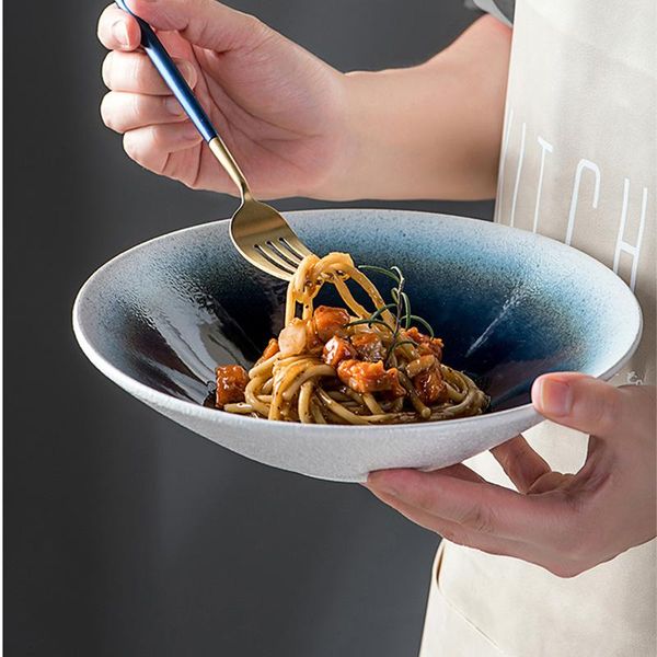 japanese retro ceramic ramen salad bowl 8 inch modern household large soup kitchen main dish fruit dessert plate tableware bowls 
japanese retro ceramic ramen salad bowl 8 inch modern household large soup kitchen main dish fruit dessert plate tableware bowls