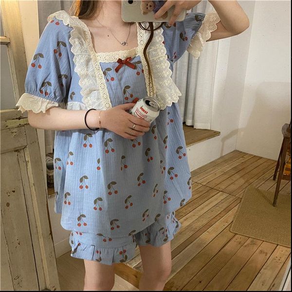 patchwork lace cute girls women sleepwear home clothes all match summer shorts square collar chic pajamas suits, Black;red
patchwork lace cute girls women sleepwear home clothes all match summer shorts square collar chic pajamas suits, Black;red