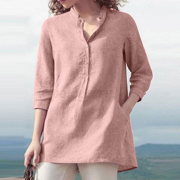 women's blouses & shirts women blouse v-neck buttons three quarter sleeve solid color loose femme casual shirt womens and 2021, White
women's blouses & shirts women blouse v-neck buttons three quarter sleeve solid color loose femme casual shirt womens and 2021, White