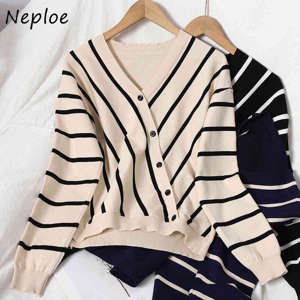 neploe autumn winter elegant panelled stripes sweaters korean style casual knitted cardigans all-match chic button v-neck 210423, White;black
neploe autumn winter elegant panelled stripes sweaters korean style casual knitted cardigans all-match chic button v-neck 210423, White;black