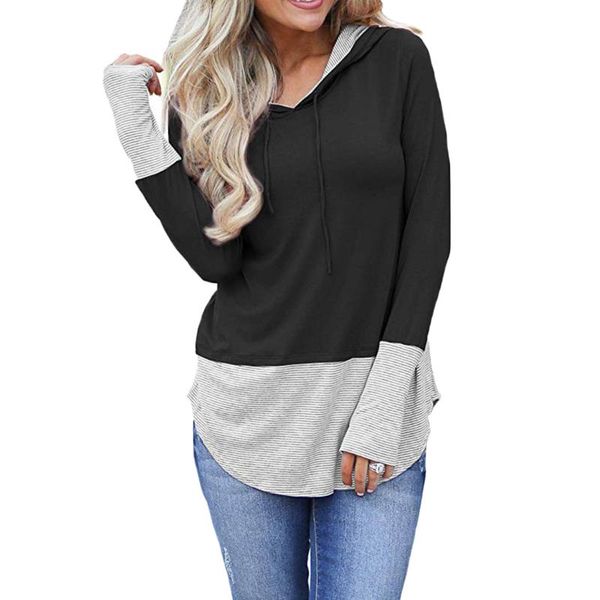 women's hoodies & sweatshirts drawstring street stretch autumn soft cotton blend hooded long sleeve stitching daily casual women hoodie, Black
women's hoodies & sweatshirts drawstring street stretch autumn soft cotton blend hooded long sleeve stitching daily casual women hoodie, Black
