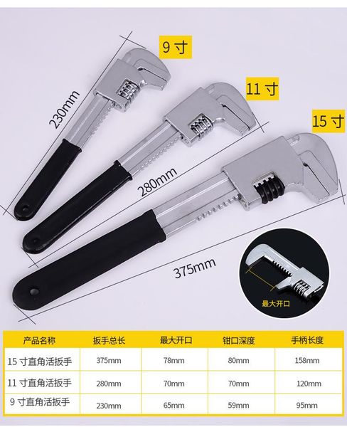 hand tools multi-function wrench open large right angle adjustable spanner water pipe clamp pump plier end
hand tools multi-function wrench open large right angle adjustable spanner water pipe clamp pump plier end
