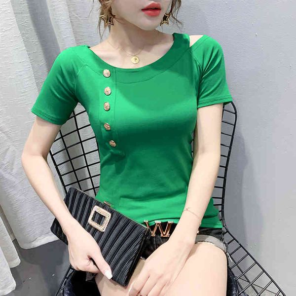 women's t-shirt summer european clothes t-shirt fashion off shoulder rivet women ropa mujer short sleeve cotton tees t05, White
women's t-shirt summer european clothes t-shirt fashion off shoulder rivet women ropa mujer short sleeve cotton tees t05, White