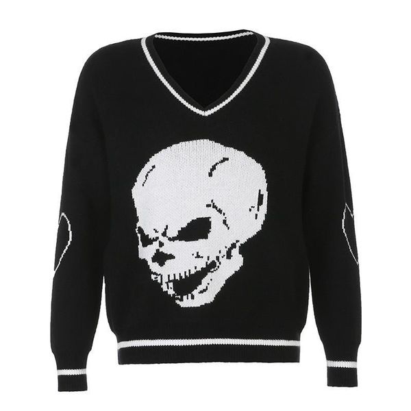 women's sweaters women korean fashion 2021 harajuku skull print y2k loose autumn winter sweater pullovers casual knitwear jumpers, White;black
women's sweaters women korean fashion 2021 harajuku skull print y2k loose autumn winter sweater pullovers casual knitwear jumpers, White;black