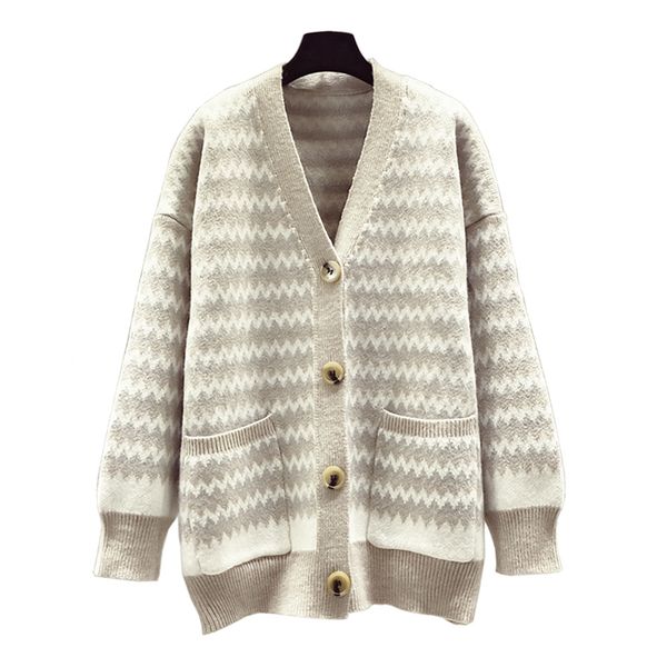women sweater knitted v neck cardigan button gray khaki geometric autumn m0250 210514, White
women sweater knitted v neck cardigan button gray khaki geometric autumn m0250 210514, White