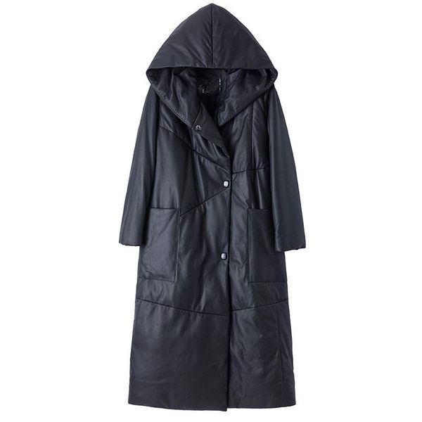 women's leather & faux european sheepskin suede coat duck down lingning hoody winter women long outerwear lf21021bm, Black
women's leather & faux european sheepskin suede coat duck down lingning hoody winter women long outerwear lf21021bm, Black