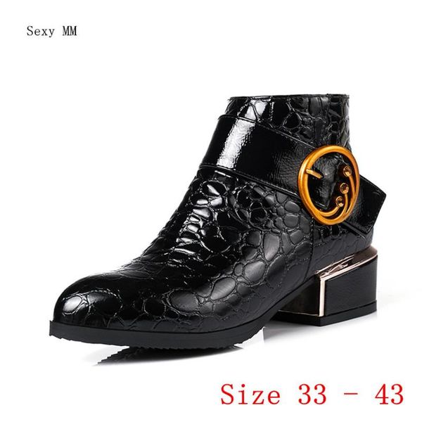 boots autumn women med heels ankle booties motorcycle shoes woman heel short small plus size 33 - 40 41 42 43, Black
boots autumn women med heels ankle booties motorcycle shoes woman heel short small plus size 33 - 40 41 42 43, Black