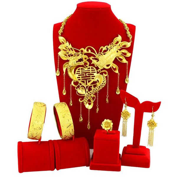 earrings & necklace elegant yellow gold plated jewelry sets for women bridal wedding accessories bangle ring earring, Silver
earrings & necklace elegant yellow gold plated jewelry sets for women bridal wedding accessories bangle ring earring, Silver