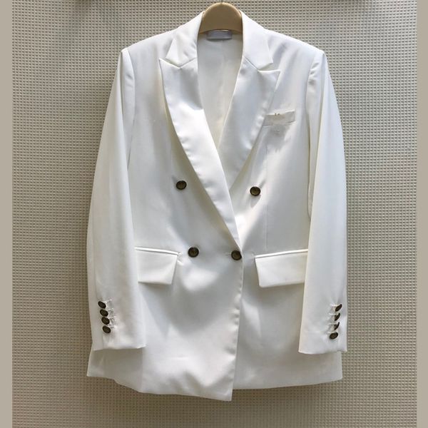 2021 spring luxury women wool white double breasted blazer jacket ladies casual coat overcoat, White;black
2021 spring luxury women wool white double breasted blazer jacket ladies casual coat overcoat, White;black